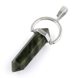 Faceted Double Point-Swing Green Serpentine Pendant