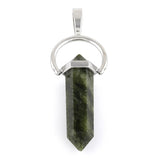 Faceted Double Point-Swing Green Serpentine Pendant