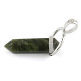 Faceted Double Point-Swing Green Serpentine Pendant