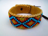 Roads Intertwined, Native American Inspired Beaded Bracelet On Deer Hide