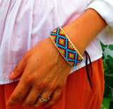 Roads Intertwined, Native American Inspired Beaded Bracelet On Deer Hide