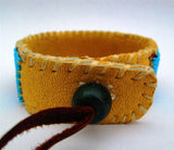 Roads Intertwined, Native American Inspired Beaded Bracelet On Deer Hide