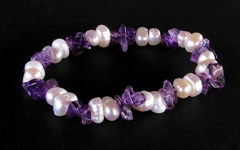 Amethyst & Freshwater Pearls Gemstone Bracelet