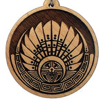 Mayan Headdress Pendant Carved in Wood