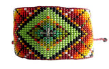 Huichol Inspired Contemporary Rainbow Mandala Beaded Bracelet 2