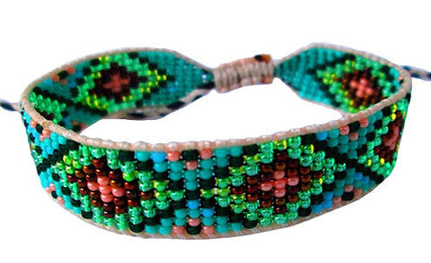 Huichol Native American Inspired Beaded Bracelet - Design G