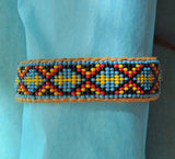 Two Directions, Native American Inspired Beaded Bracelet on Deer Hide